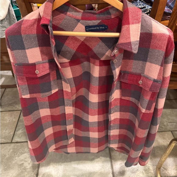 United By Blue Red and Gray Flannel Plaid Shirt - Picture 1 of 2